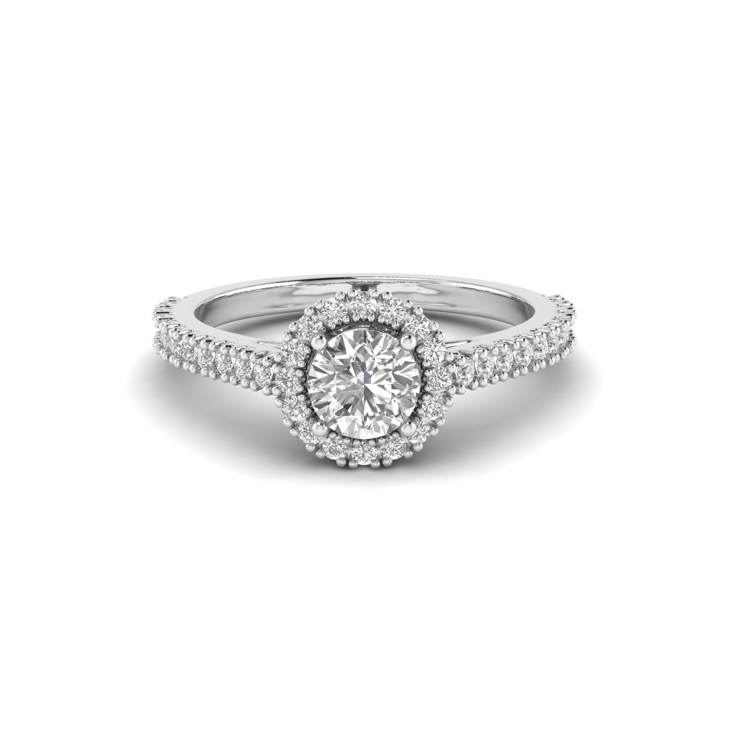 White Gold Studded 1.1 Carat Lab Grown Diamond Ring- F Color VS2 Clarity.